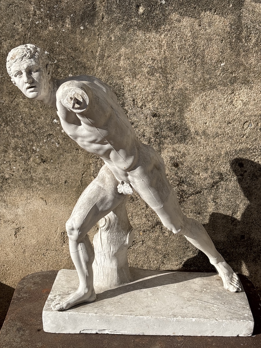 Plaster Studio Model Of The Borghese Gladiator, Circa 1930, Found In An Attic 