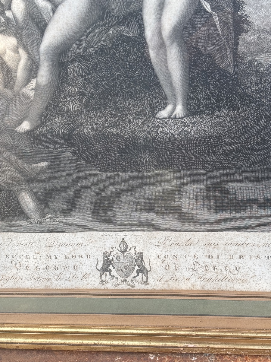 Diane & Acteon  eau forte 1800 par Franco Rainaldi (1770-1805)-photo-2