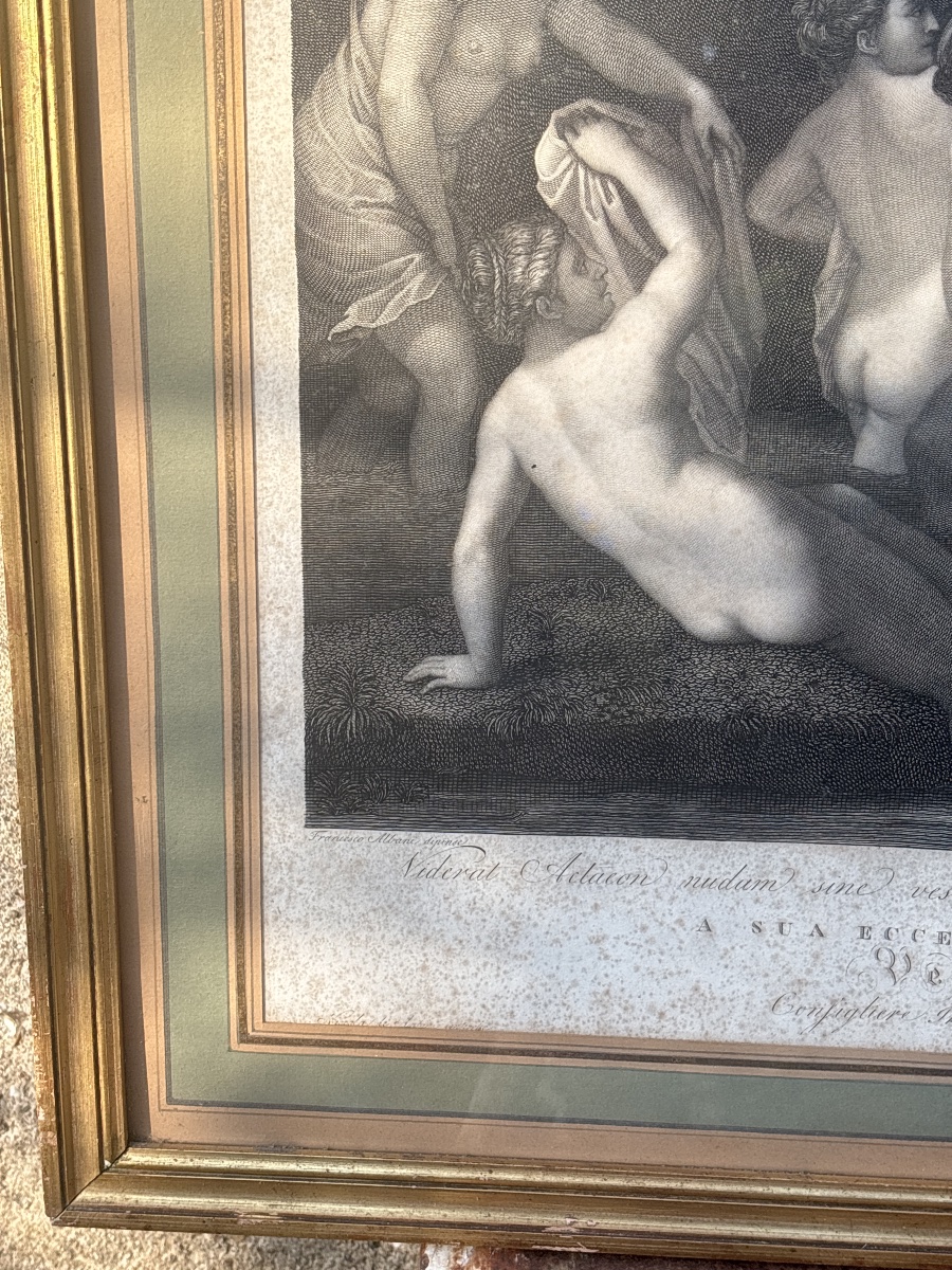 Diane & Acteon  eau forte 1800 par Franco Rainaldi (1770-1805)-photo-3