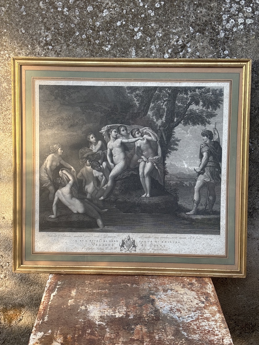 Diane & Acteon  eau forte 1800 par Franco Rainaldi (1770-1805)