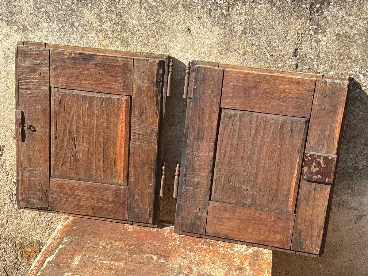 Paire de petites portes Chêne du 19 eme ( 42,5 x  36 cm.) x 2-photo-3