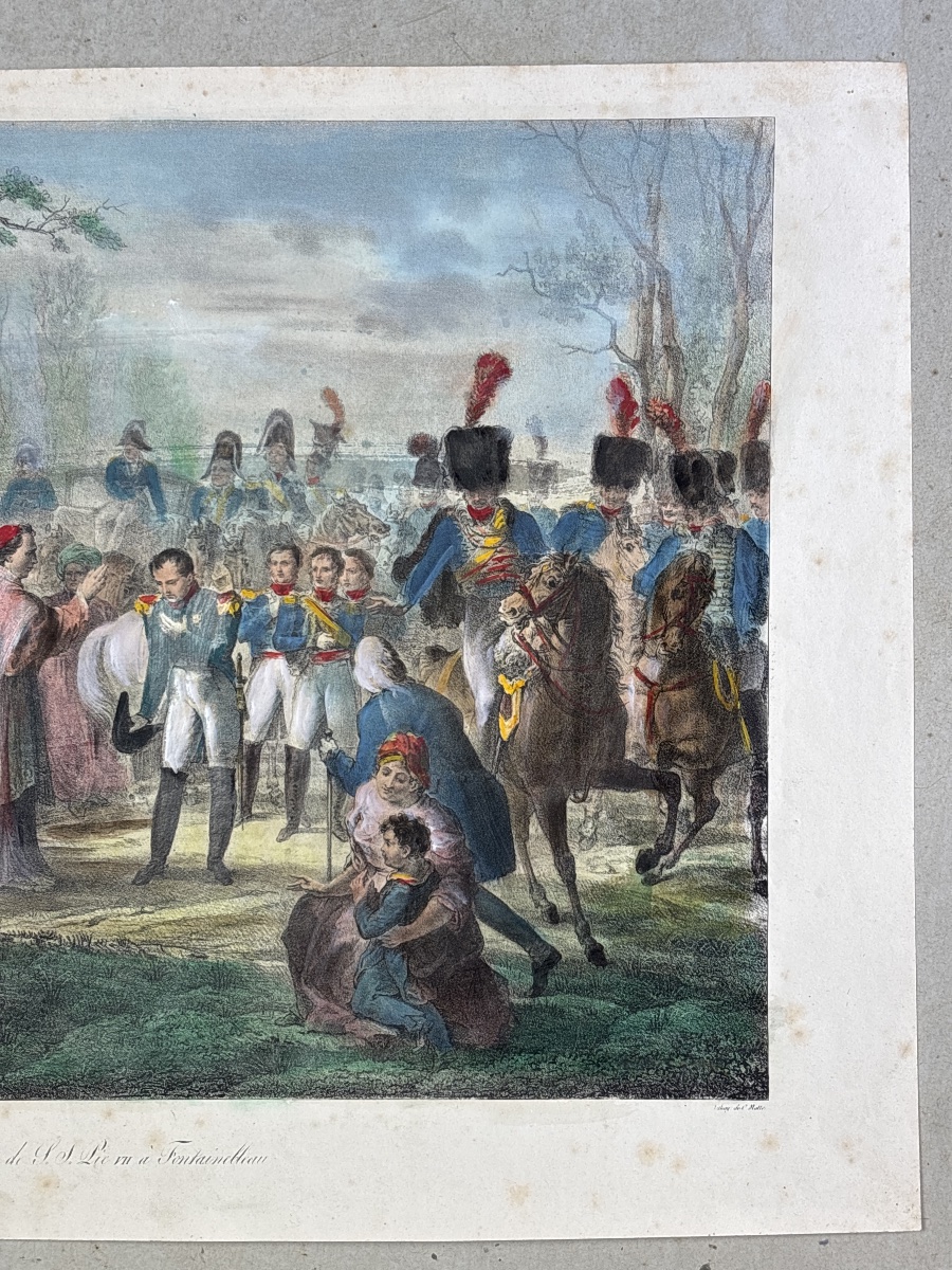 Charles Motte (1784-1836) Lithographie Napoléon Fontainebleau  Pape Pie VII-photo-5