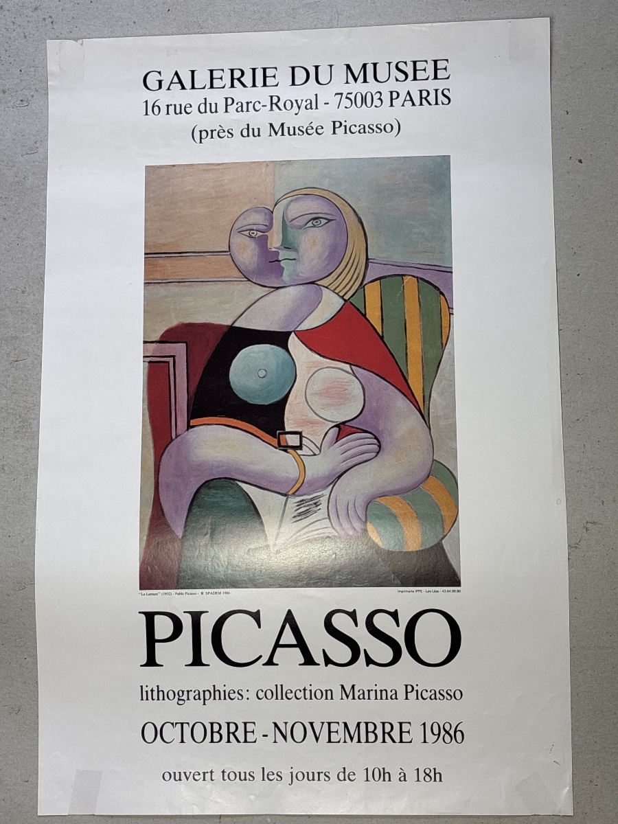 Affiche Picasso Spadem 1986 Marina Lithographies galerie du musée 