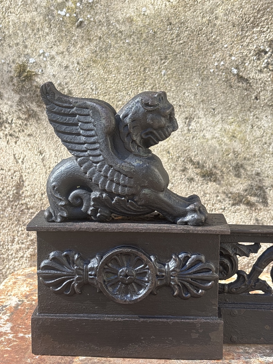 Fireplace Mantel, Cast-iron Androglyph From The Empire Period, 105 To 125 Cm.-photo-3