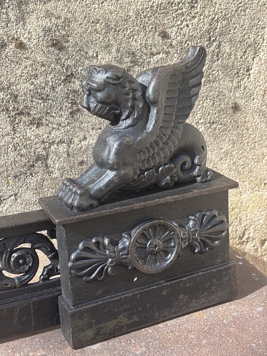 Fireplace Mantel, Cast-iron Androglyph From The Empire Period, 105 To 125 Cm.-photo-4