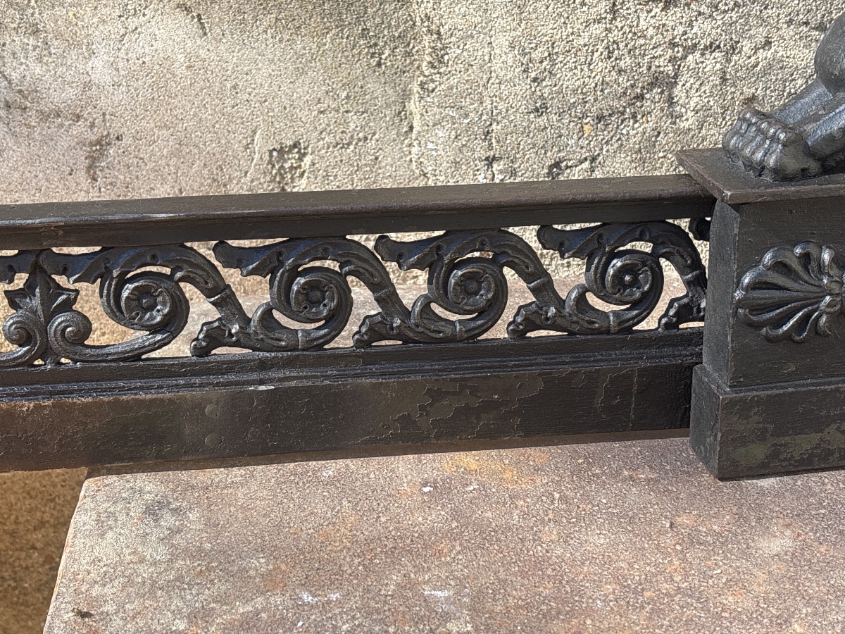 Fireplace Mantel, Cast-iron Androglyph From The Empire Period, 105 To 125 Cm.-photo-1