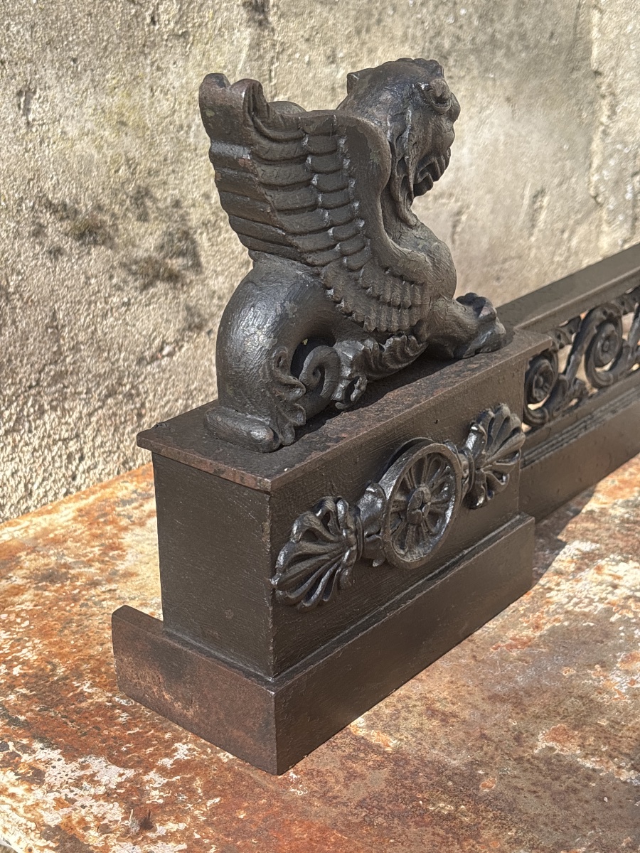 Fireplace Mantel, Cast-iron Androglyph From The Empire Period, 105 To 125 Cm.-photo-5