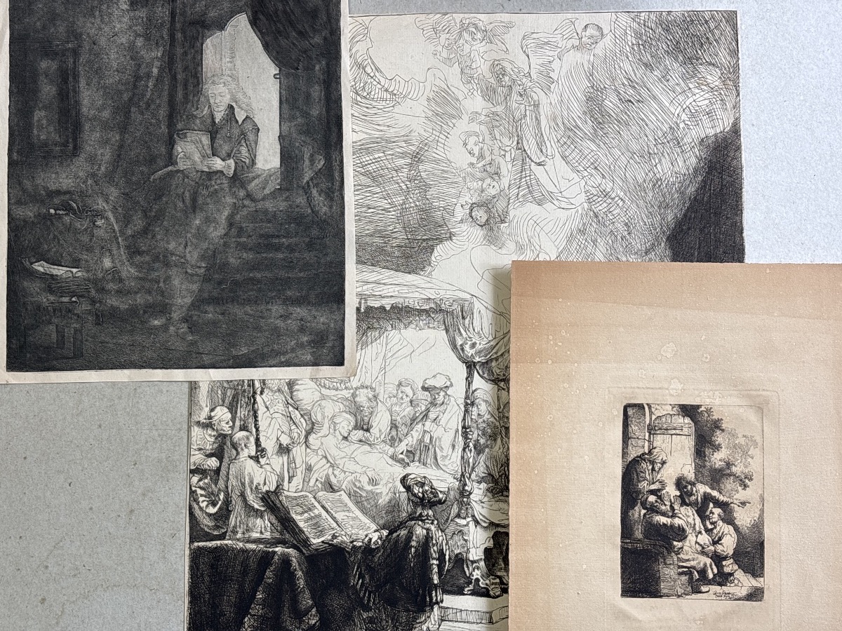 D Après Rembrandt Van Rjin - Trois Estampes du 19 eme 