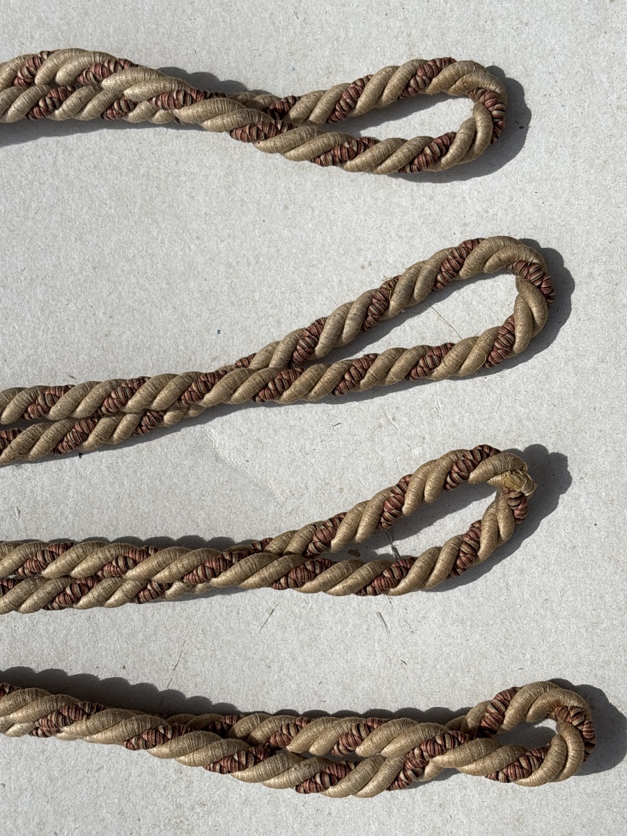 Two Pairs Of Trimmings-style Curtain Ties, Circa 1900, Never Used -photo-3