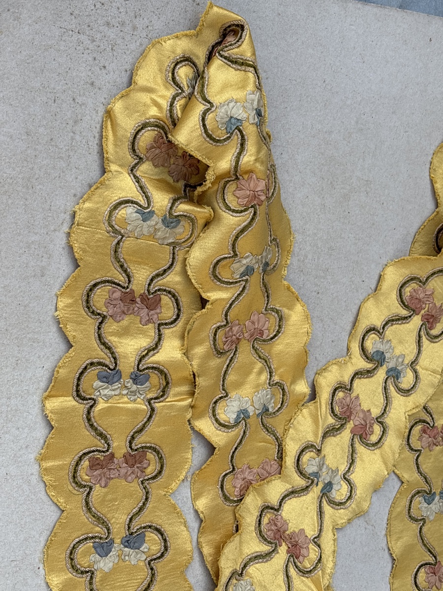 19th-century Embroidered Silk Ribbon (5 Meters)-photo-1