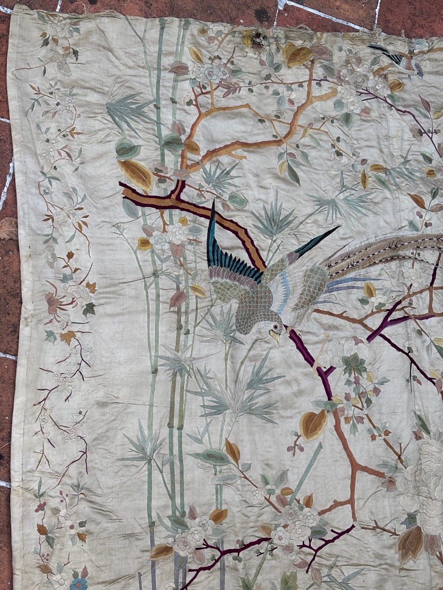 Large Chinese Embroidery, Late 19th Century -photo-2