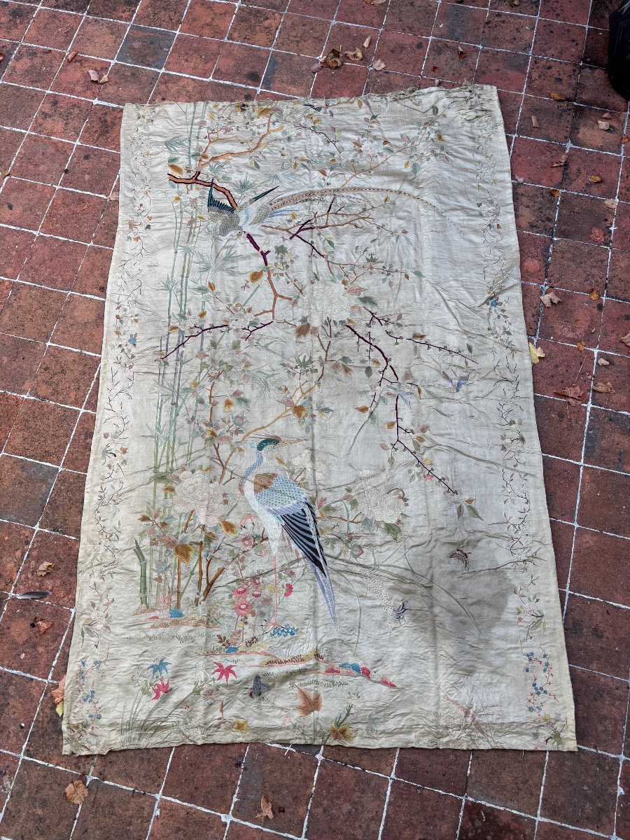 Large Chinese Embroidery, Late 19th Century -photo-3