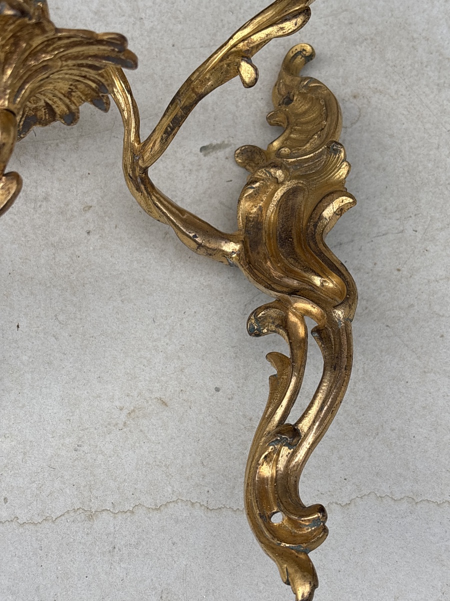 Paire Appliques Bronze Doré 18 eme (ht 41 cm)-photo-4