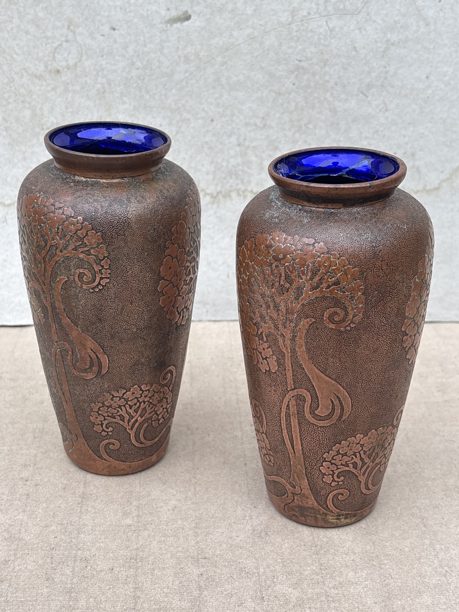 Léon Ledru (1855-1926) Paire Vases Art Nouveau -photo-3