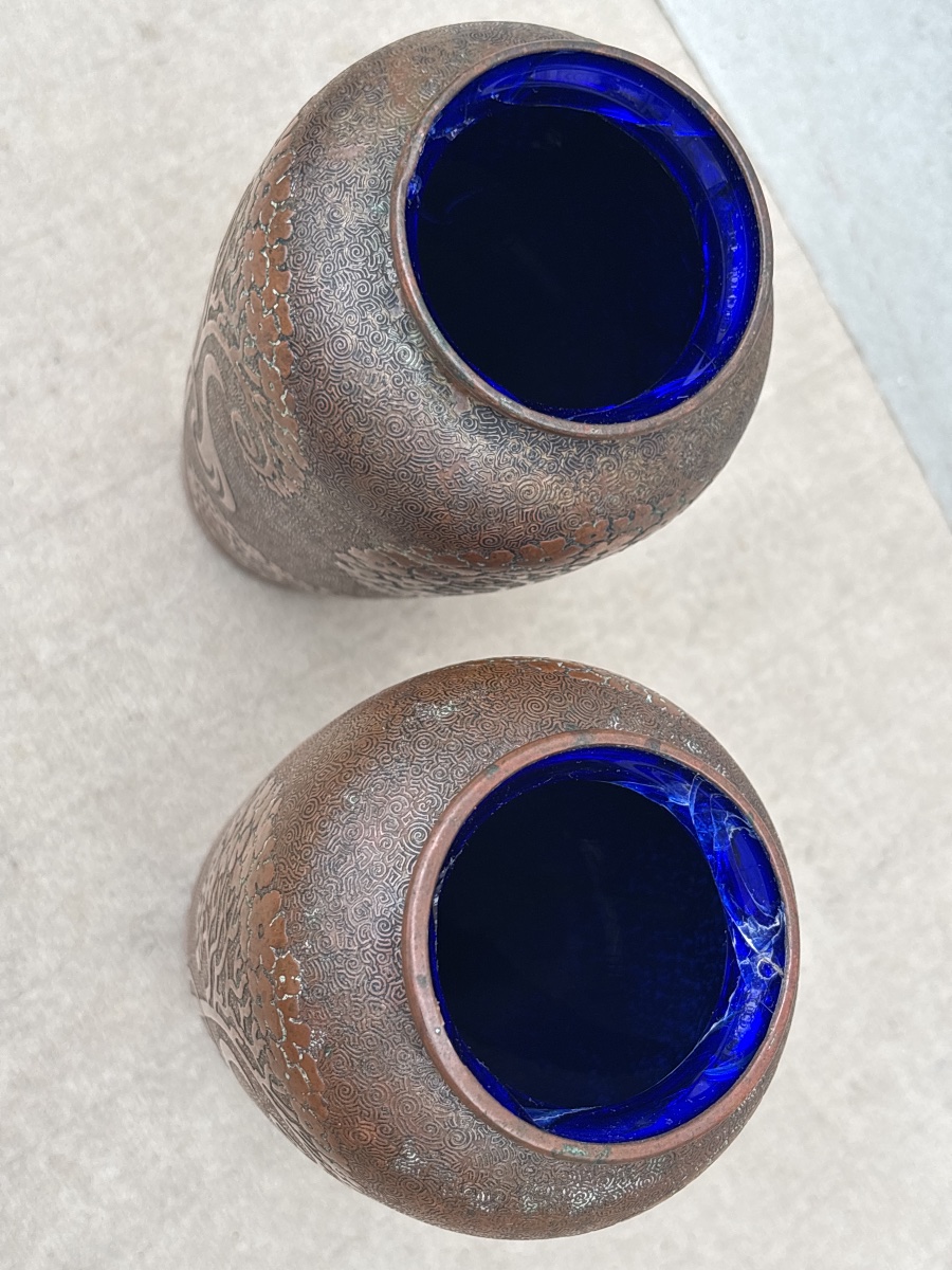 Léon Ledru (1855-1926) Paire Vases Art Nouveau -photo-2