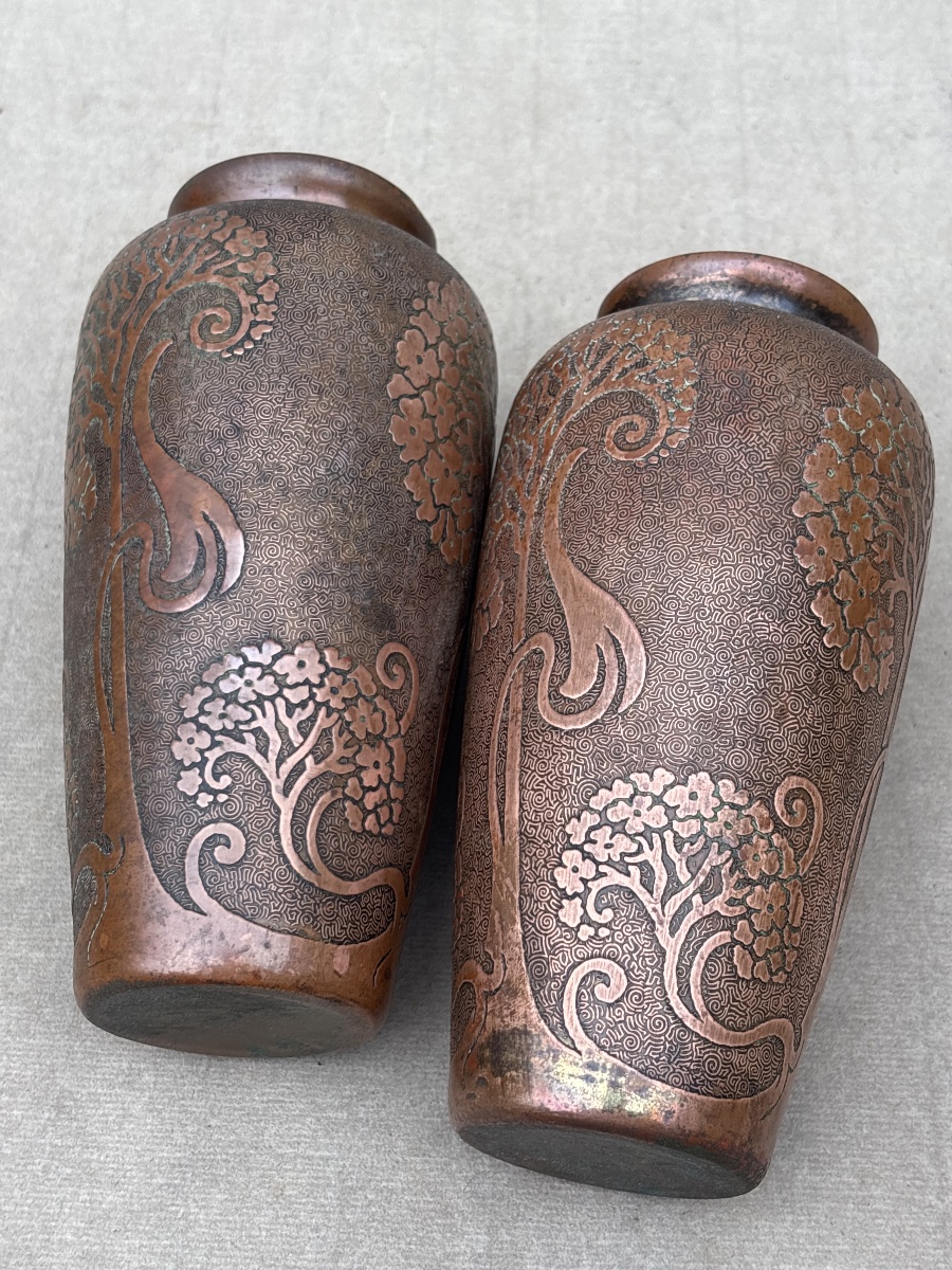 Léon Ledru (1855-1926) Paire Vases Art Nouveau -photo-7