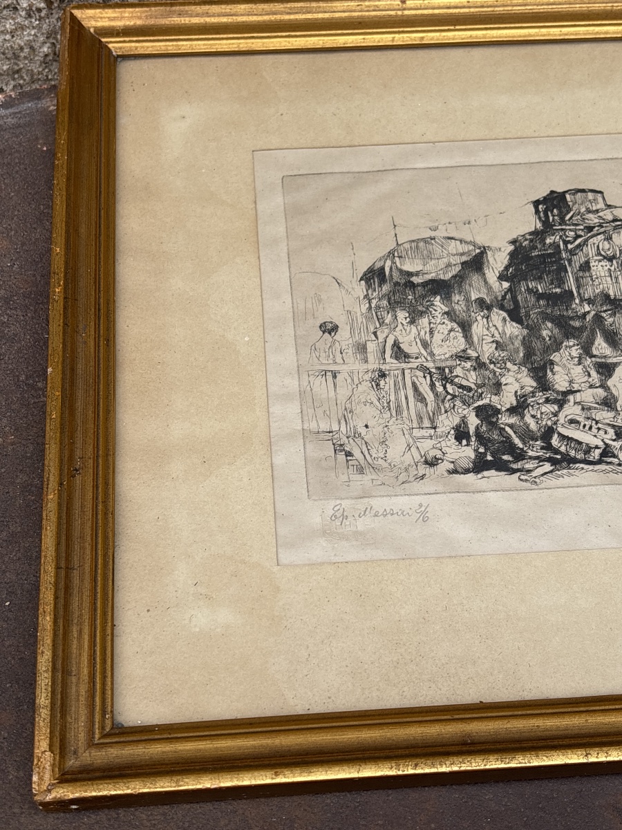 The Flea Market—etching By Auguste Brouet (1872–1941)-photo-3