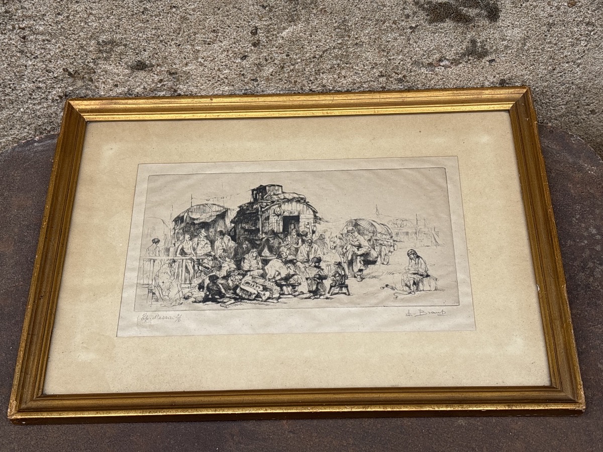 The Flea Market—etching By Auguste Brouet (1872–1941)-photo-2