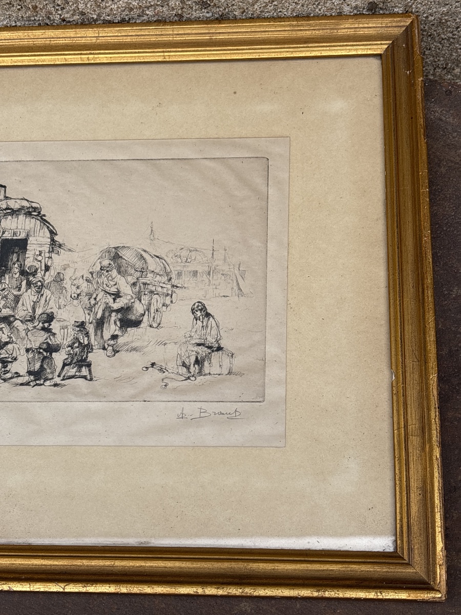 The Flea Market—etching By Auguste Brouet (1872–1941)-photo-1
