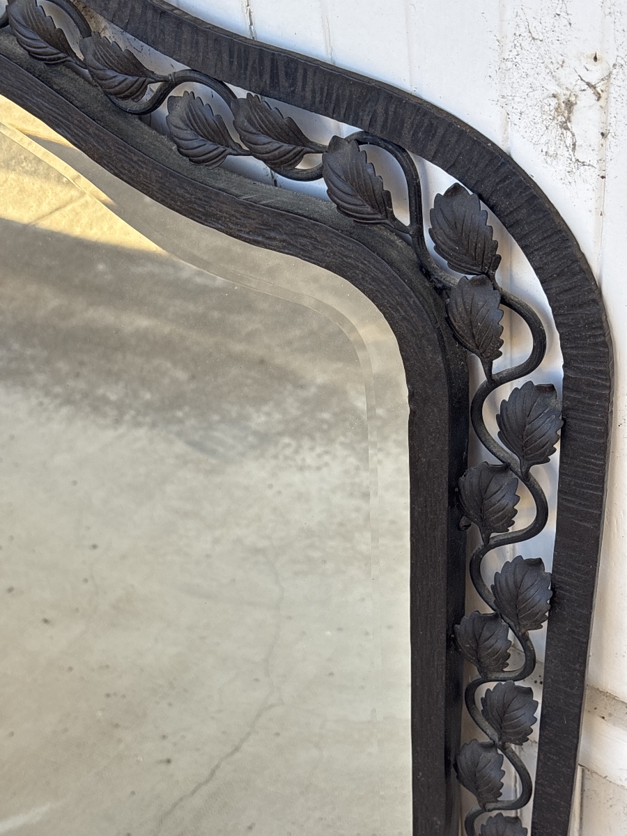 High-quality Art Deco-era Wrought Iron Mirror (105 X 74 Cm)-photo-2
