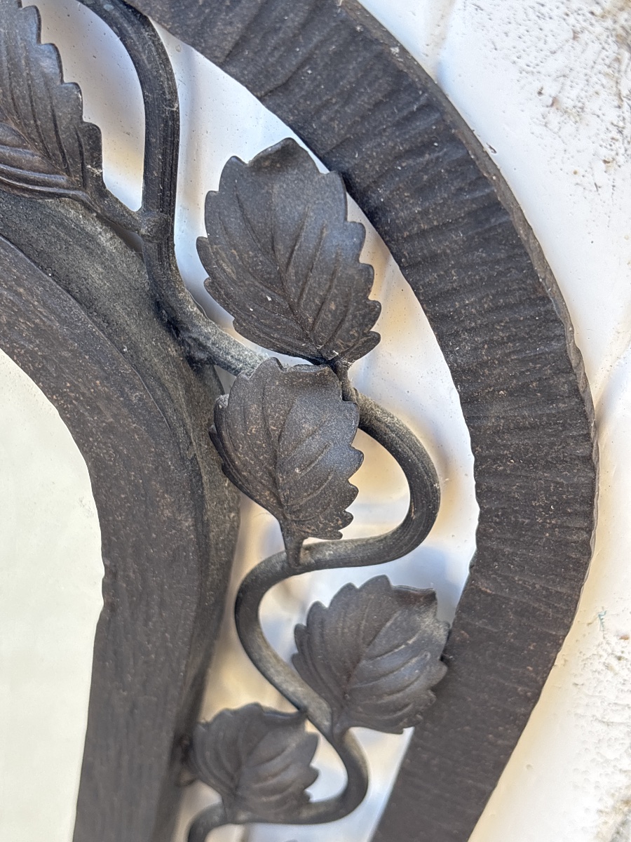 High-quality Art Deco-era Wrought Iron Mirror (105 X 74 Cm)-photo-3