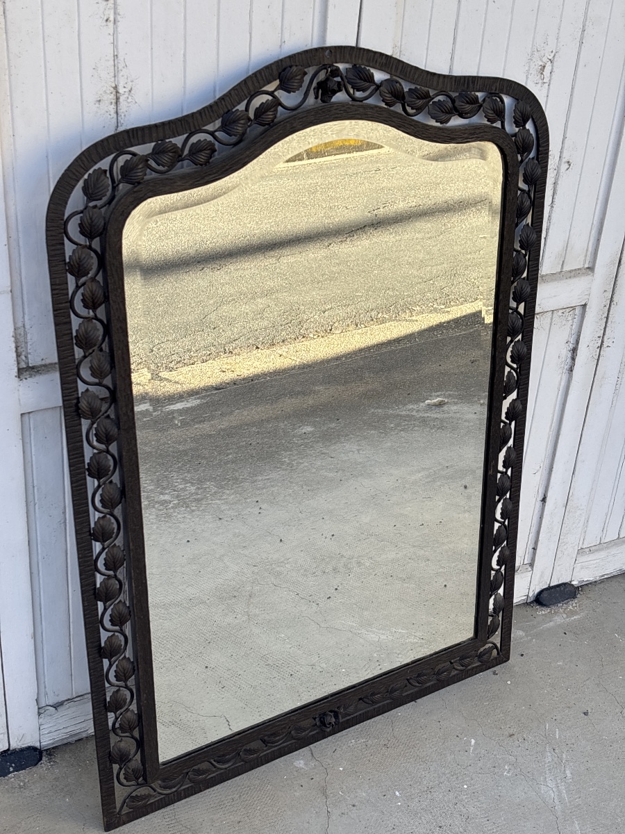High-quality Art Deco-era Wrought Iron Mirror (105 X 74 Cm)-photo-4