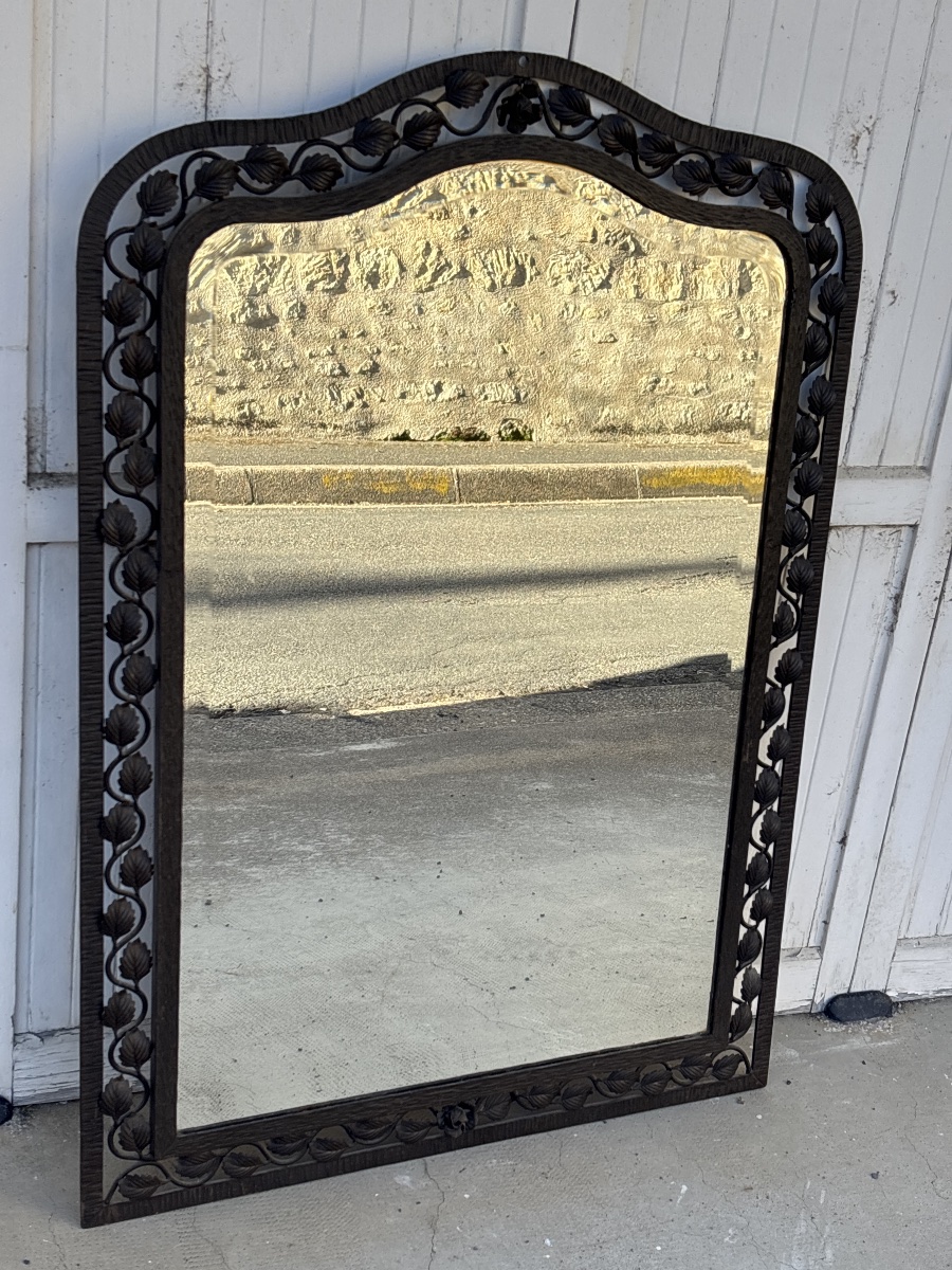 High-quality Art Deco-era Wrought Iron Mirror (105 X 74 Cm)-photo-1