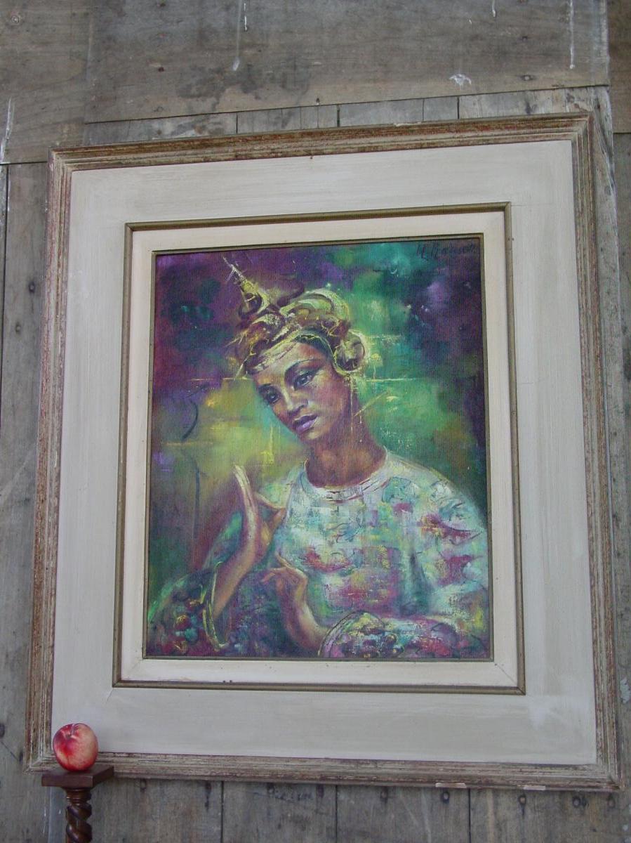 "bali Dancer" Around 1960 Oil / Canvas Sig:-photo-3