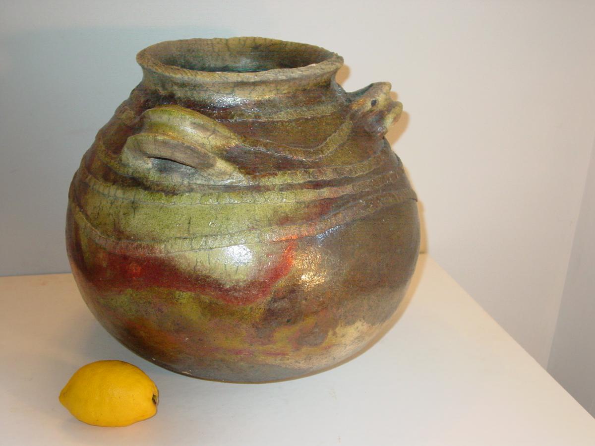 Ceramic By "regula Brotbek" Technique "raku" 1996-photo-4