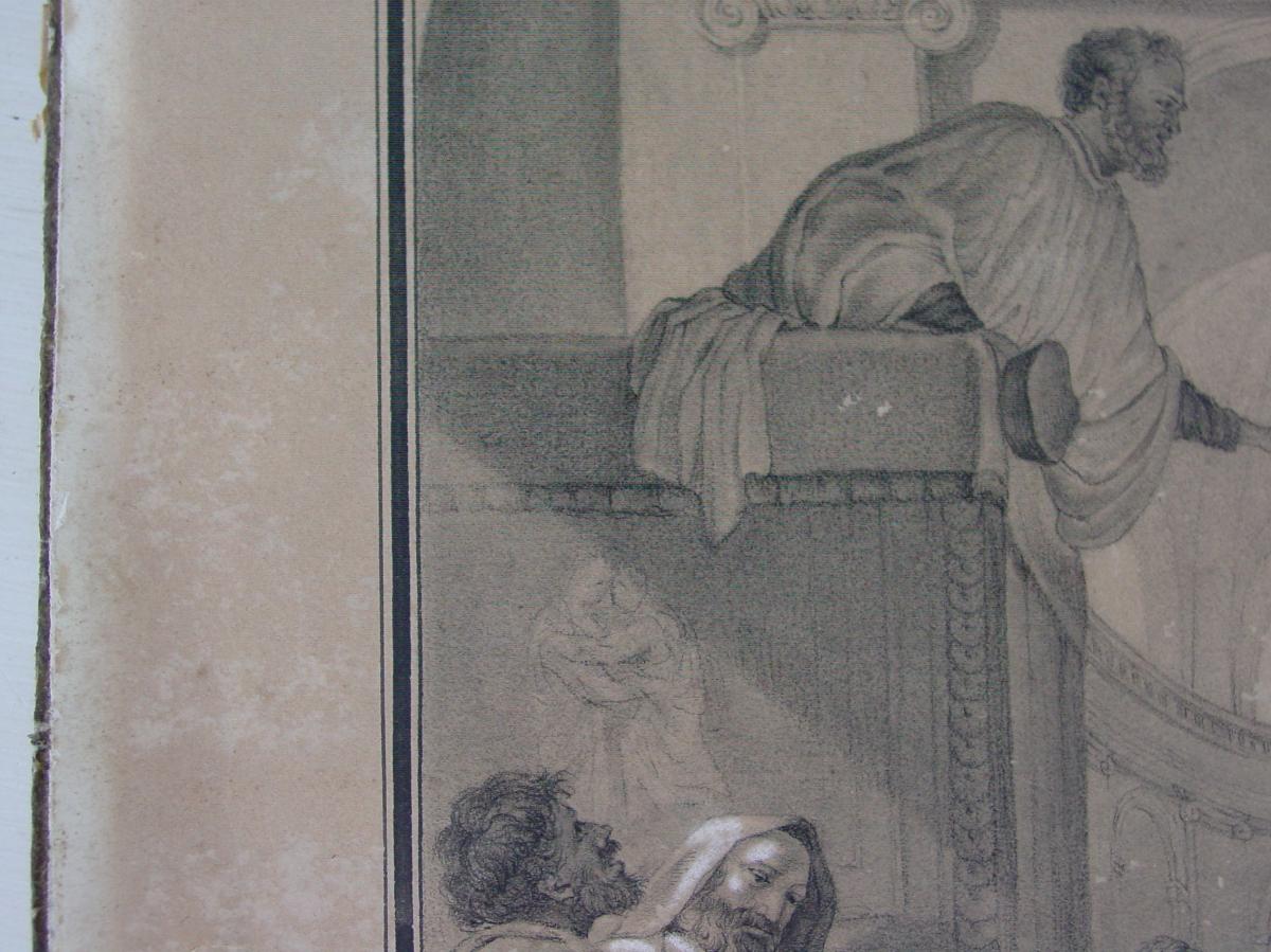 Saint Bruno assiste ....dessin 18ème siècle..... au sermon de R. Diocres Ustache Le Sueur-photo-6