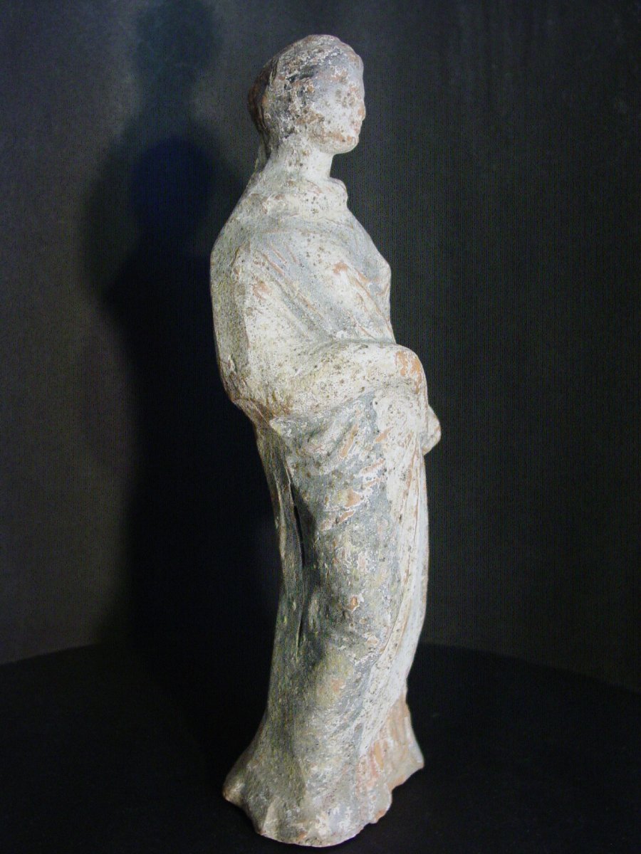 "Tanagra" Statuette en terre cuite  Art Hellénistique Av JC Grèce Antique -photo-3
