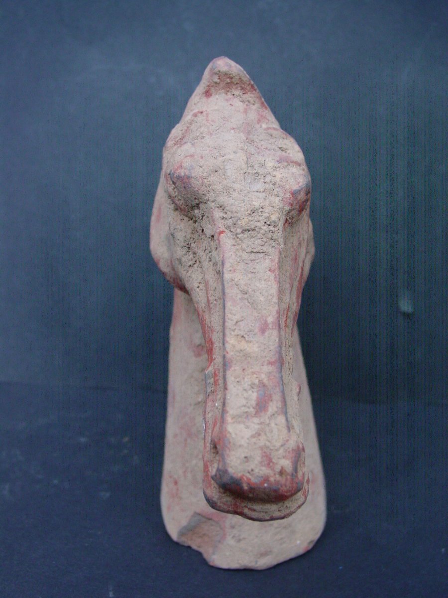Chine Epoque Han (206-220 Ap Jc) Tête De Cheval En Terre-photo-3