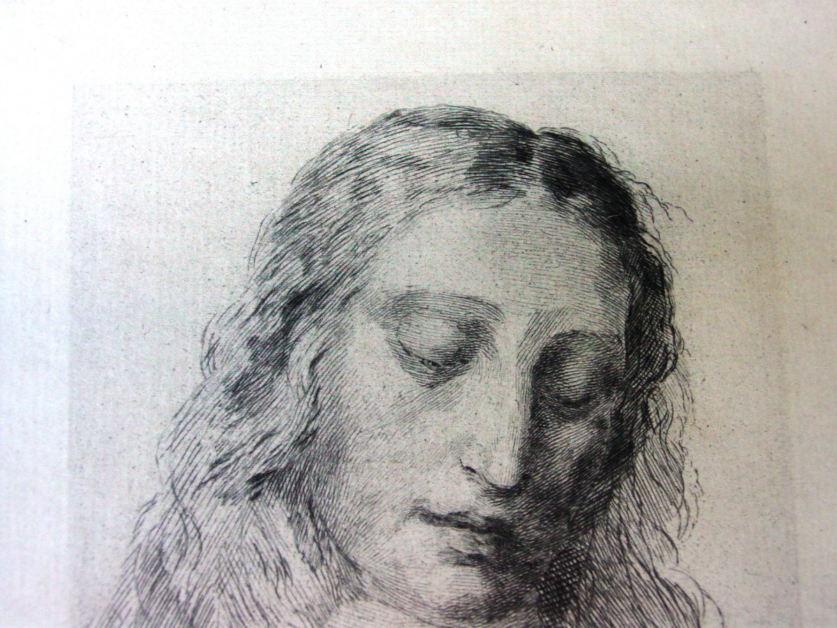Jules Jacquemart Graveur (1837-1880)   Eau-forte La Face Du Christ D’après Léonard De Vinci