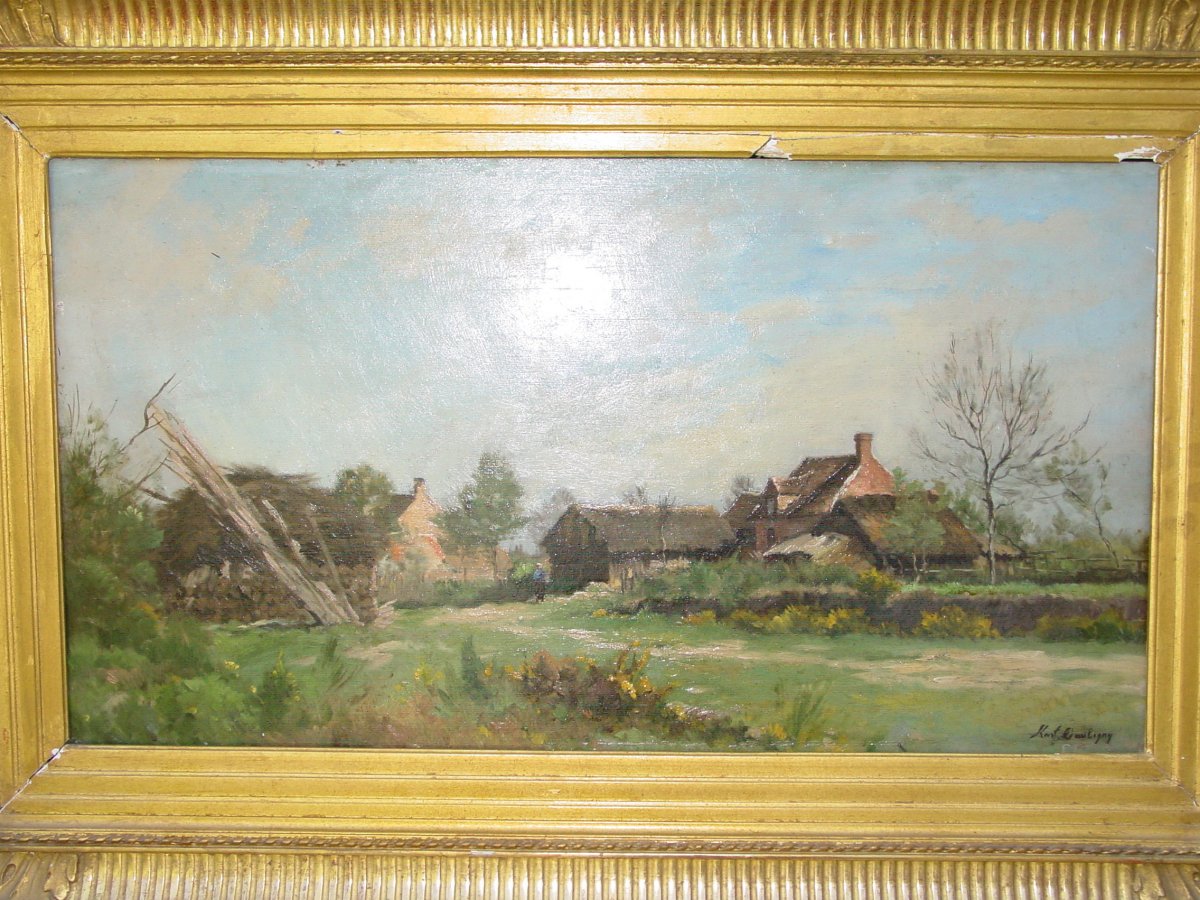 Karl Daubigny (1846-1886) Huile Sur Panneau Encadrée-photo-3