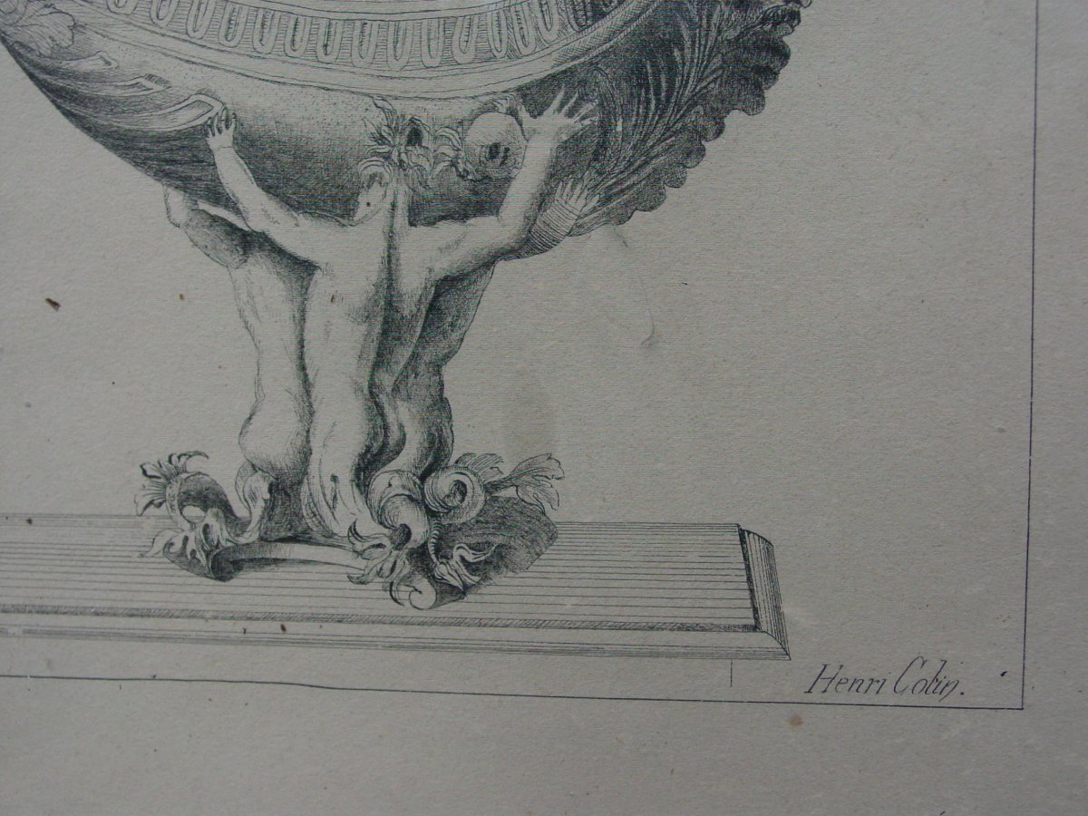 Dessin d' Orfèvrerie  Vers 1850 Signé: Henri Colin-photo-2