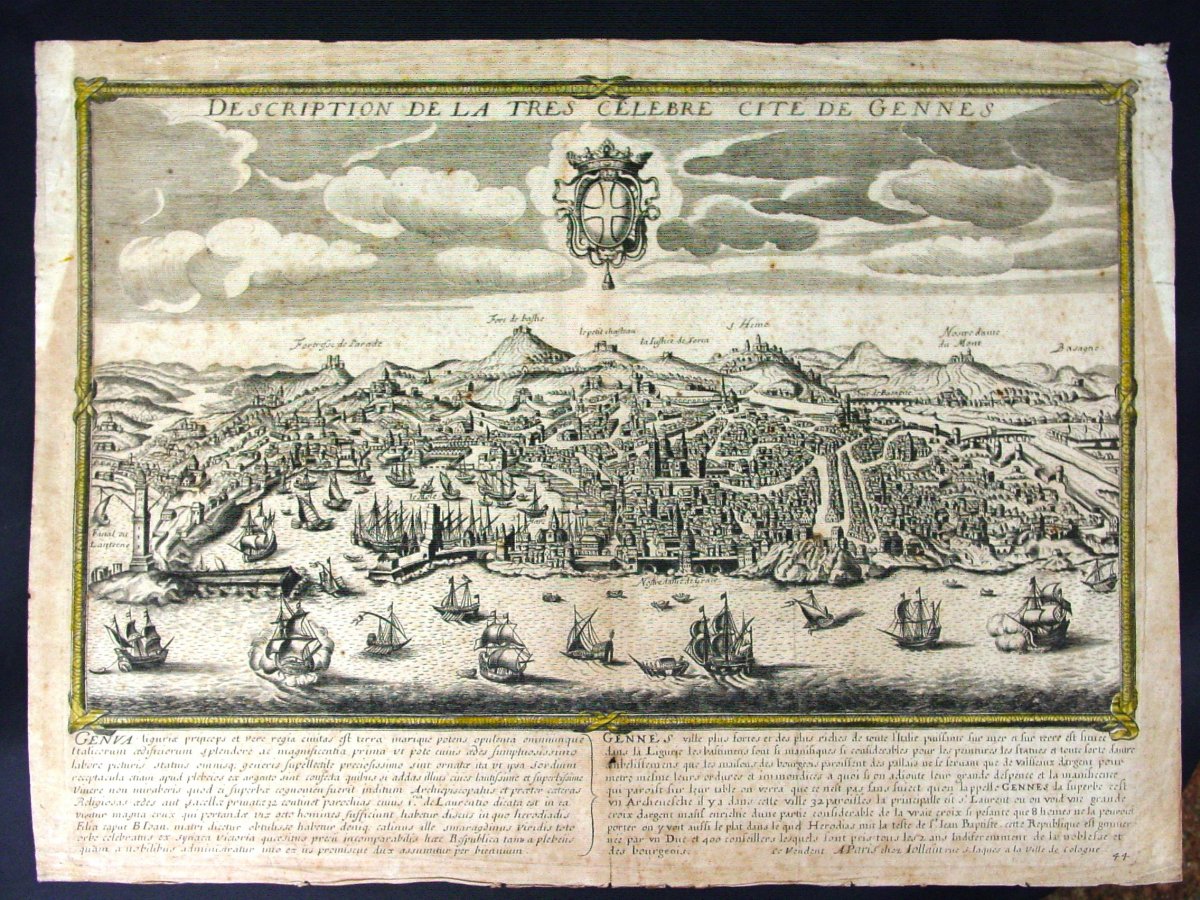 "Gênes" "Gennes" "Genova" Vers 1670-80  Vue panoramique par Gérard Jollain