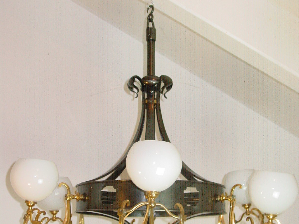 Around 1955- Large (medium) Chandelier Near Jansen Or Arbus-photo-3