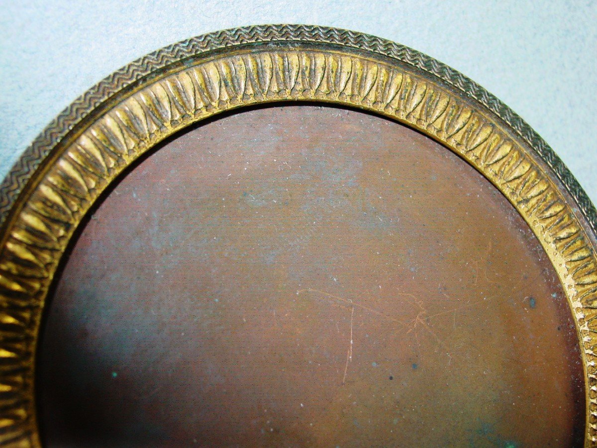 Empire Period Frame For Miniature In Gilt Bronze-photo-3