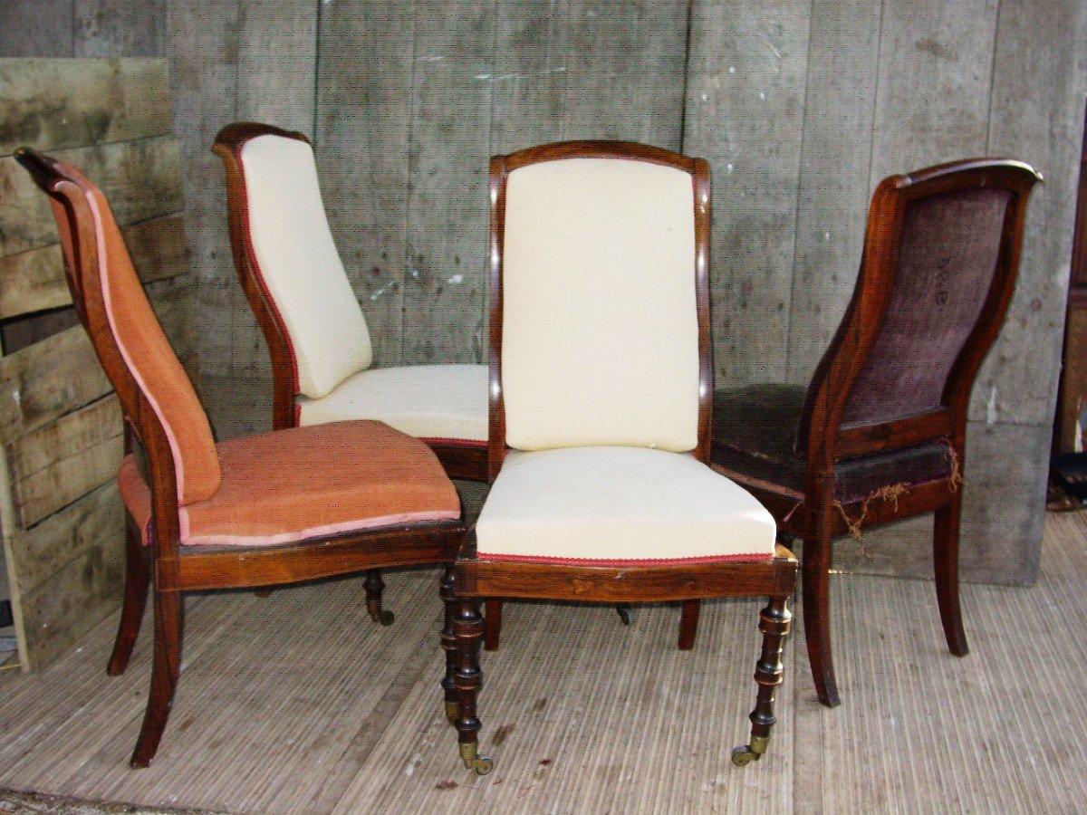 Suite Of 4 Chairs, Charles X Style Armchairs From The 19th Century. To Be Restored