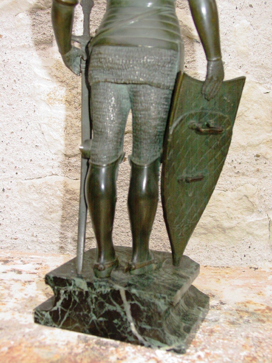 Joan Of Arc In Foot, Bronze & Ivory From After. Jl Grégoire (1840-1890) Chryselephantine-photo-3