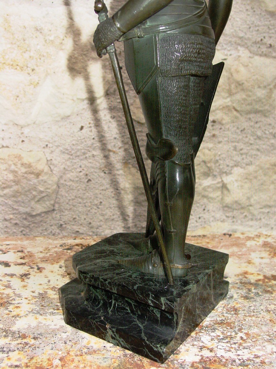 Joan Of Arc In Foot, Bronze & Ivory From After. Jl Grégoire (1840-1890) Chryselephantine-photo-5