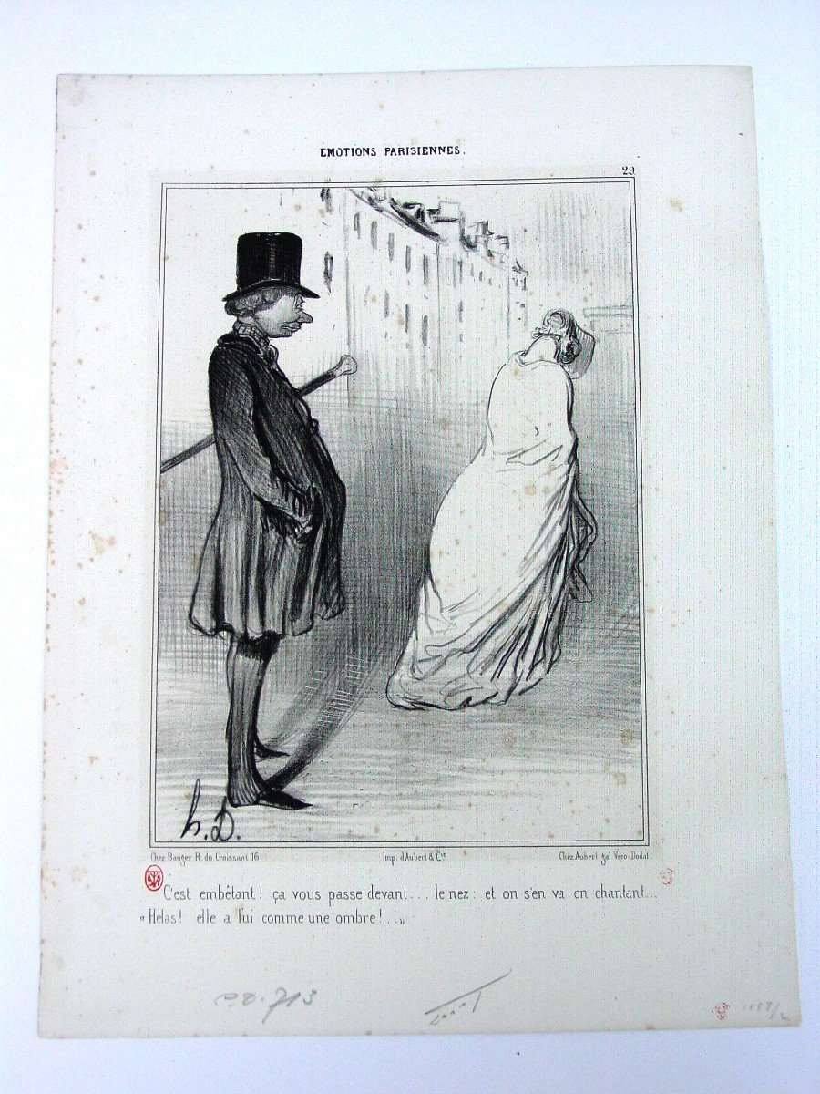 Litho : Honoré Daumier :"Émotions Parisiennes" piqûres prov. anc. collections