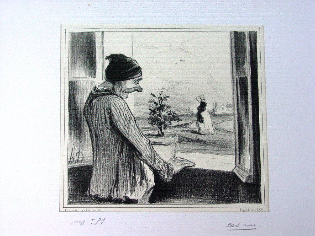 Litho : Honoré Daumier :"Regrets" Etat superbe  "La Caricature"-photo-2