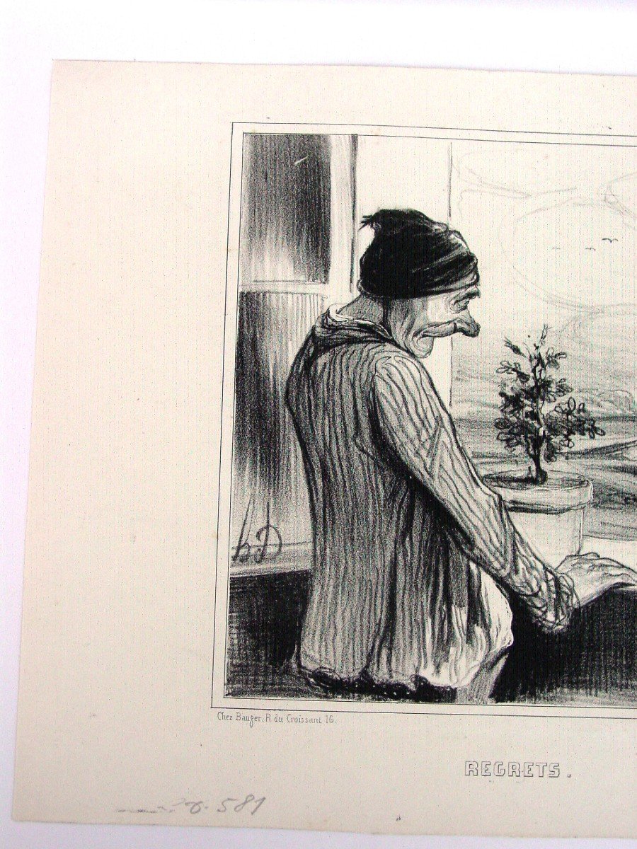 Litho : Honoré Daumier :"Regrets" Etat superbe  "La Caricature"-photo-4