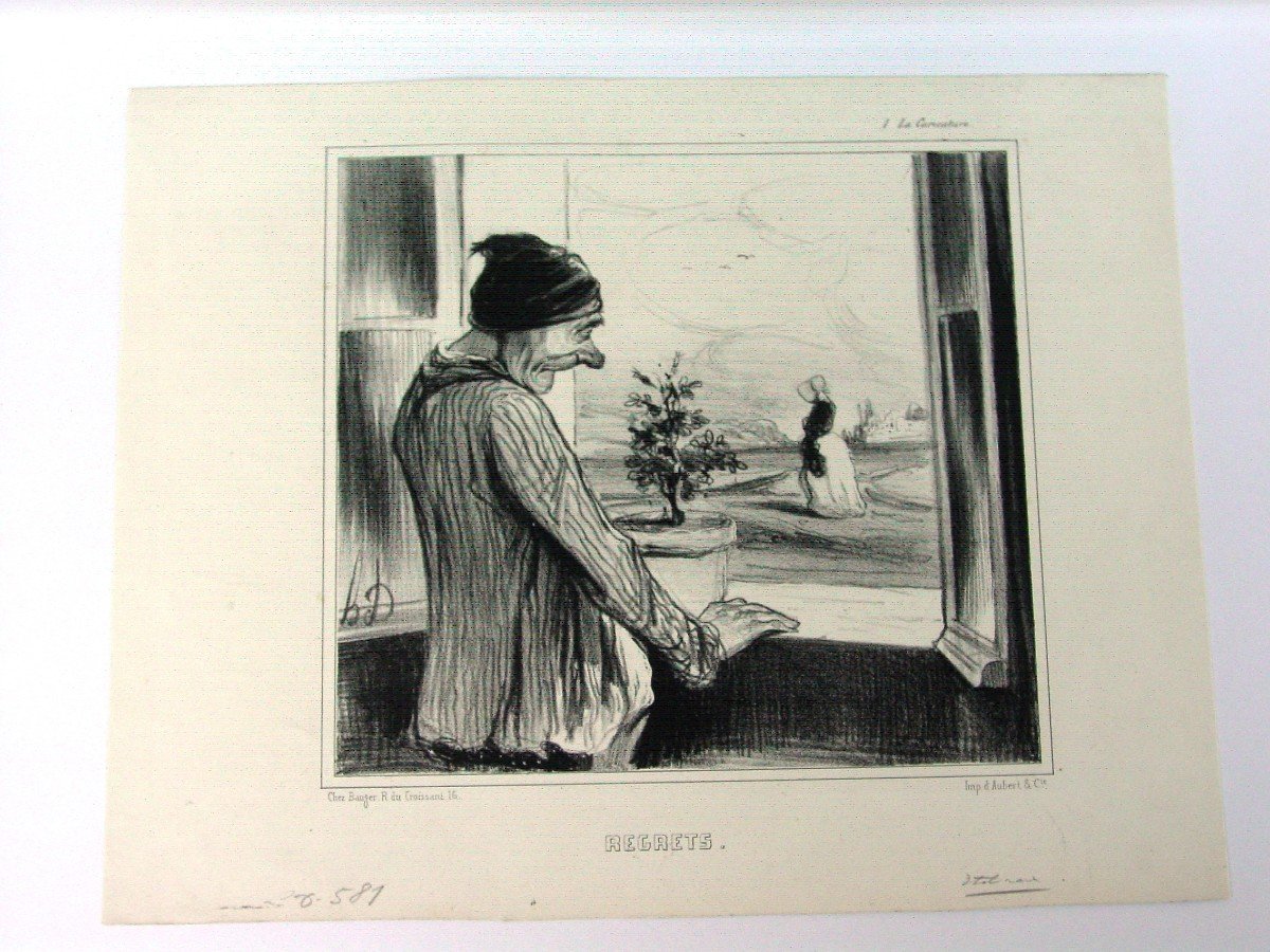 Litho : Honoré Daumier :"Regrets" Etat superbe  "La Caricature"