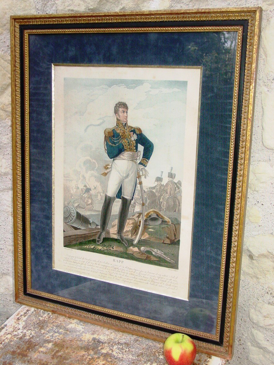 Portrait Jean Rapp  Valeureux  Général d'Empire & Aide De Camp De Napoléon Gravure d'Ap. Aubry