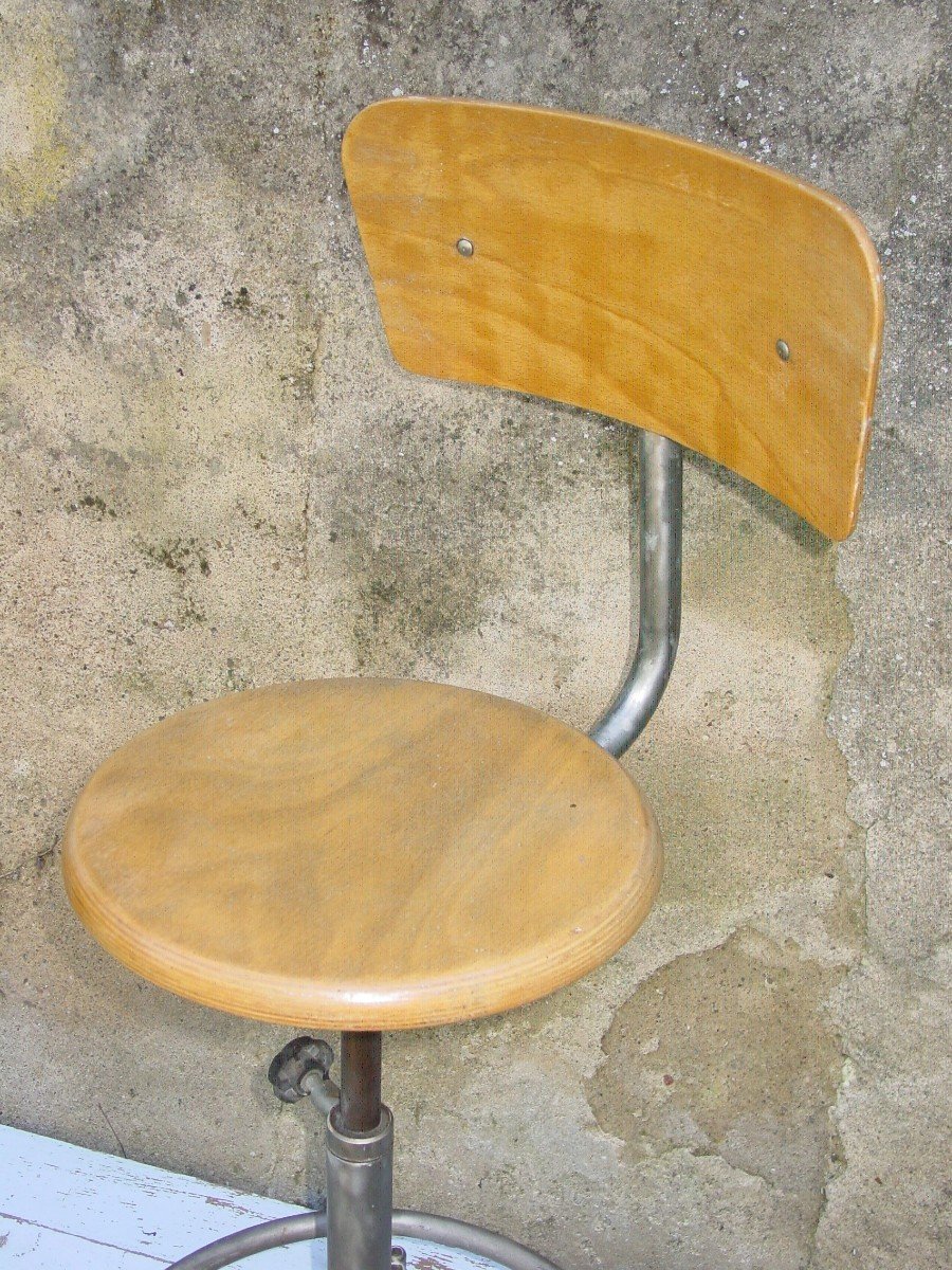 Chaise d'Atelier Vintage Des Années Cinquante Réglable -photo-3