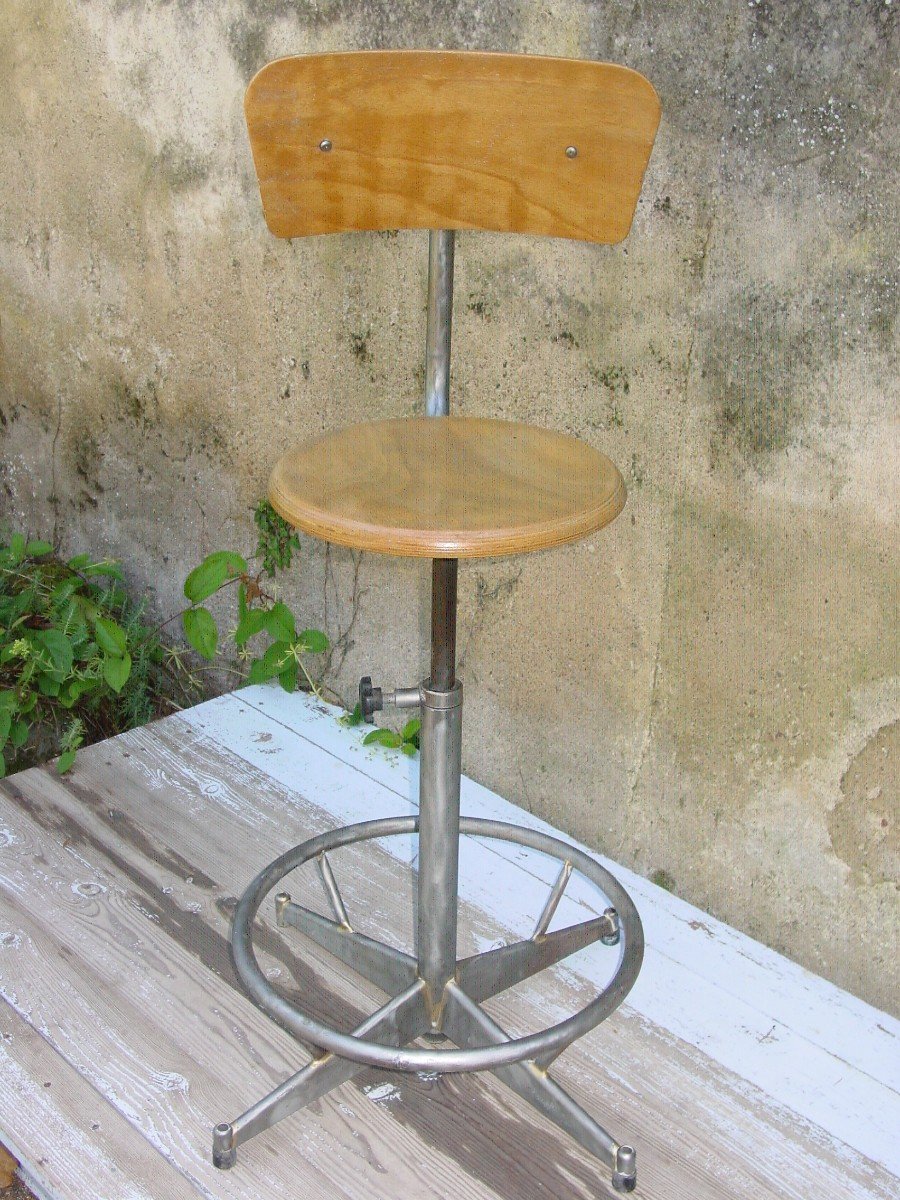 Vintage 1950s Adjustable Workshop Chair