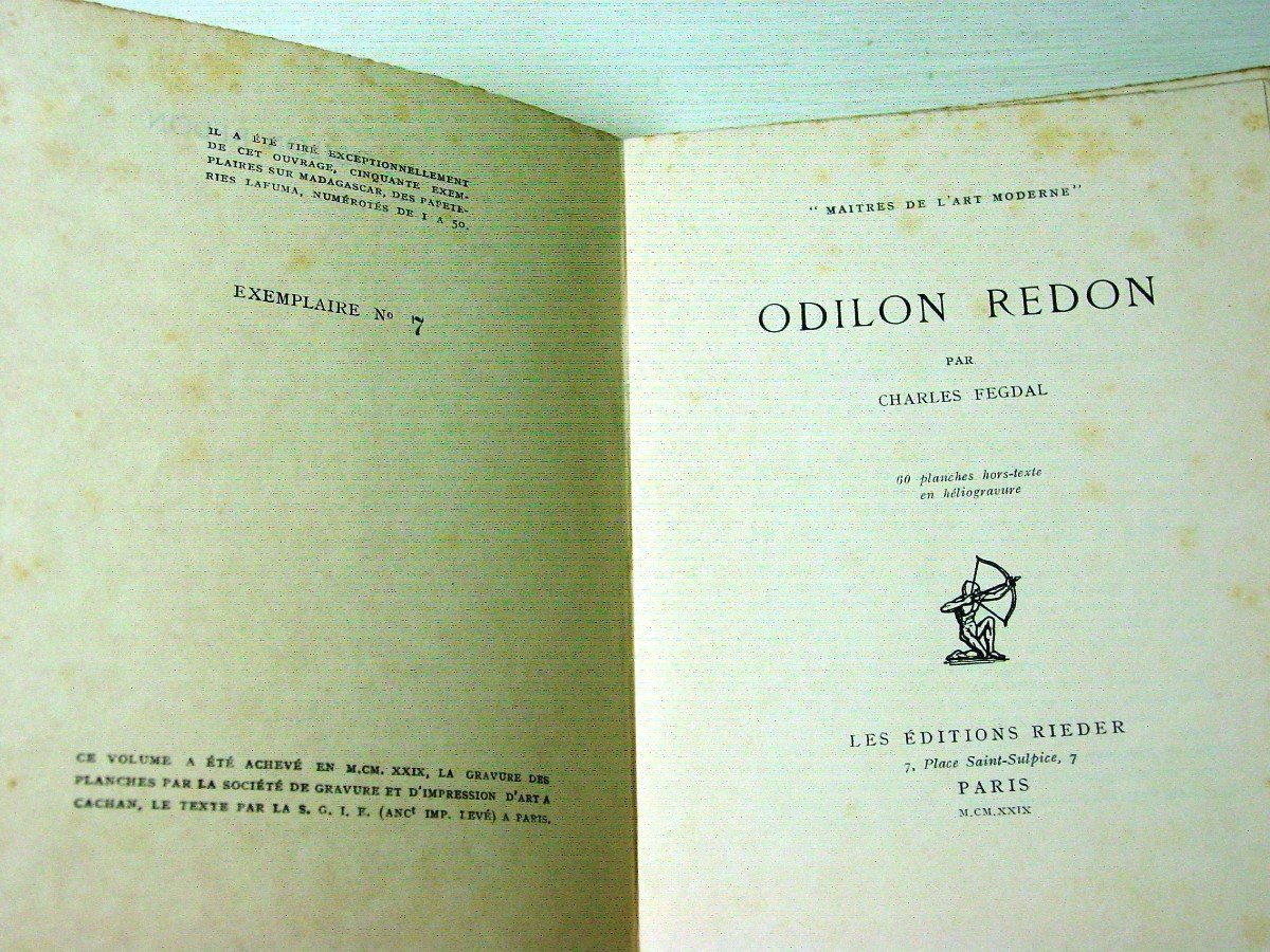 Edition Originale 1929 "Maîtres de l' Art Moderne" Odilon Redon-photo-2