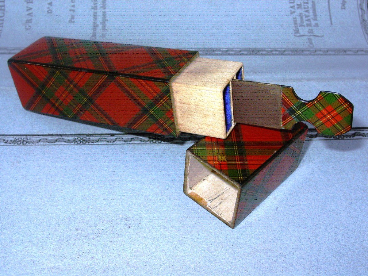 Clan Stuart Cabbage Cut Tartan Ware Lacquer Razor Box-photo-4